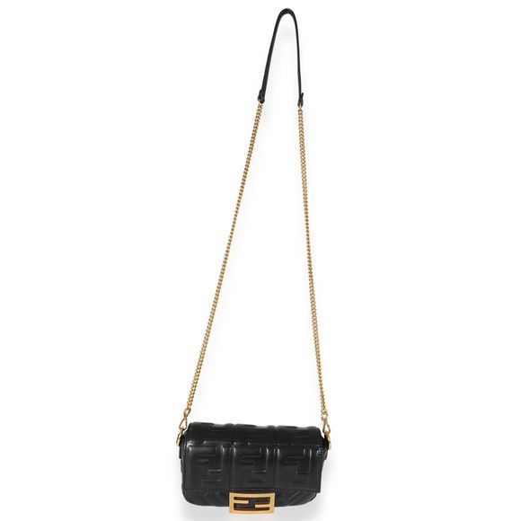Fendi Black Logo Embossed Mini Baguette - Picture 4 of 8